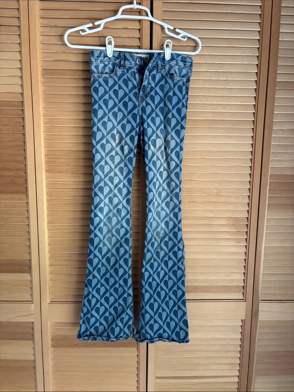 Girls Abercrombie Patterned Blue Flare Jeans
